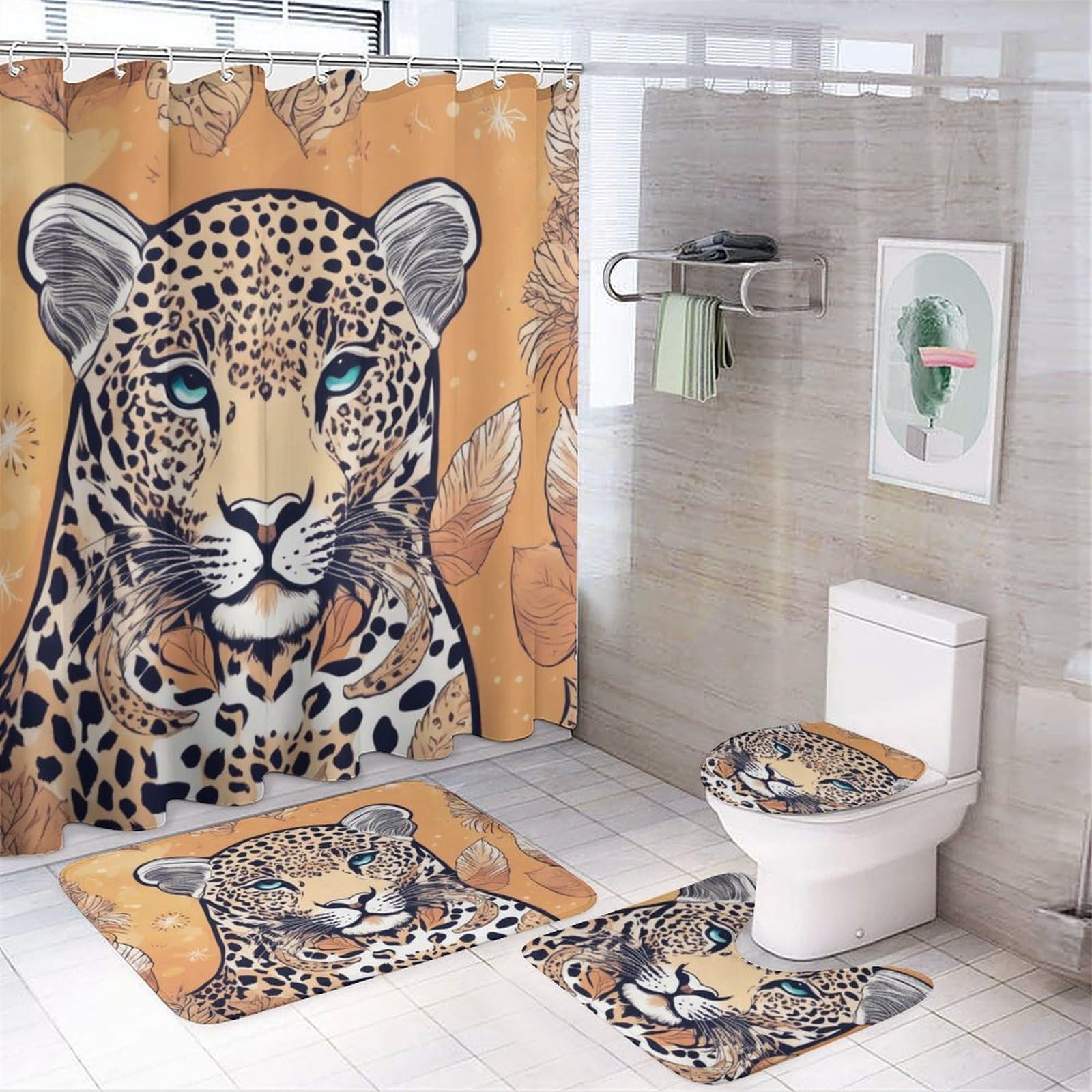 Amazon.com: ZGDPBYF Bouquet Cheetah Bathroom Sets with Shower